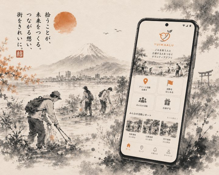 act-sora 配車管理システムの利用イメージ（水墨画イラスト）